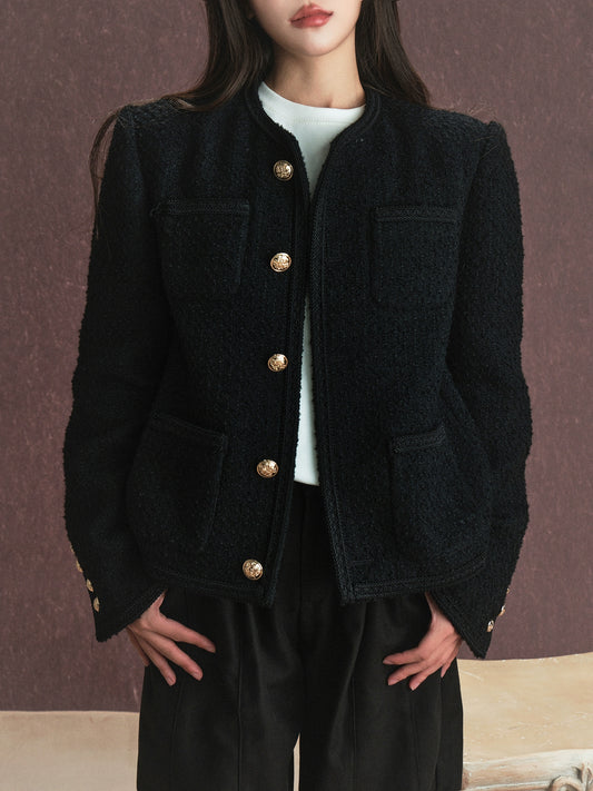 メタル釦ツイードジャケット