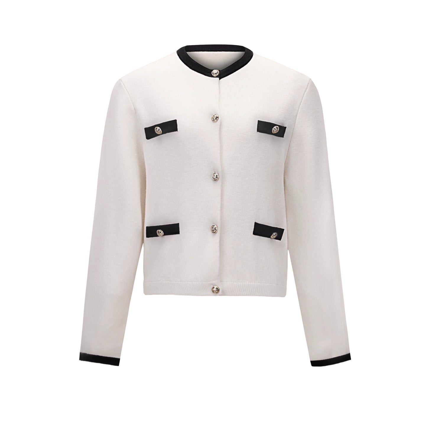 バイカラーウールカーディガン