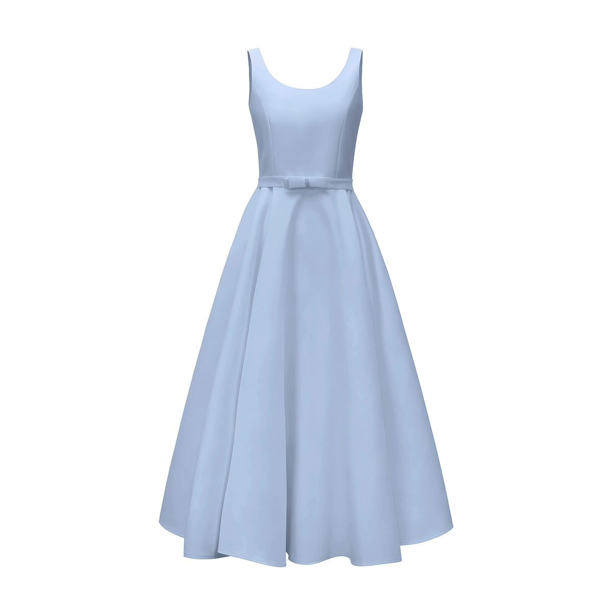 リボンUネッククラシックロングドレス