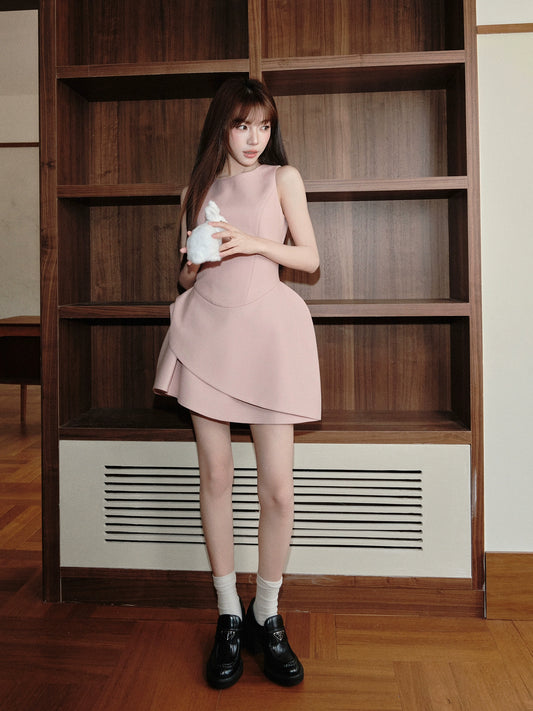 デザインカットミニ丈ドレス