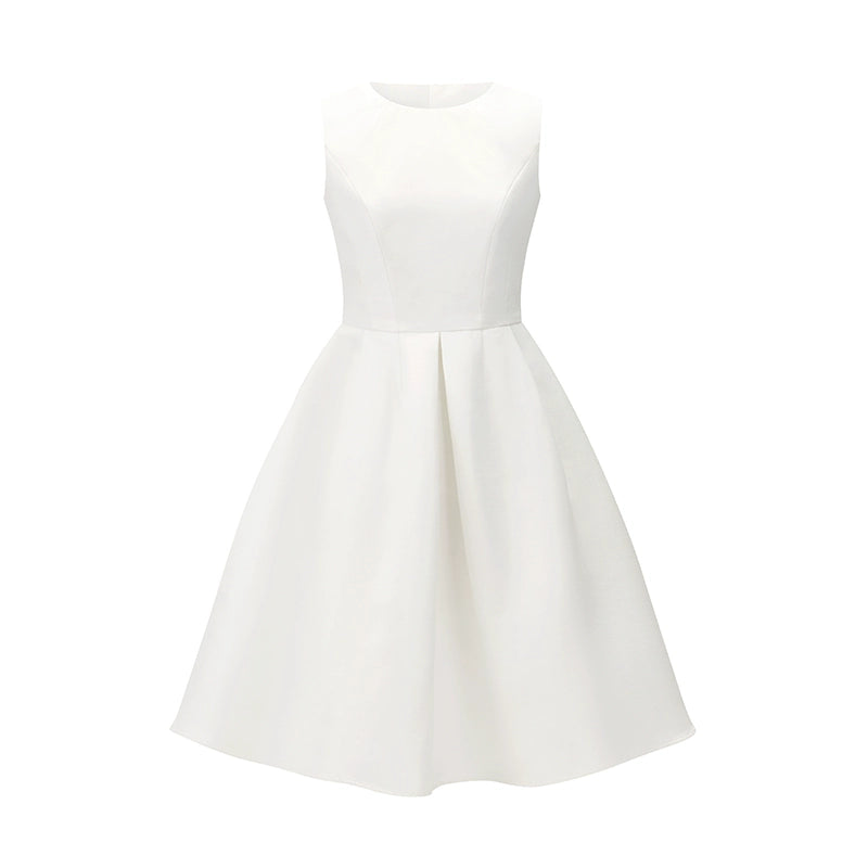 ノースリーブウエストヘップバーンスカートフレンチドレス