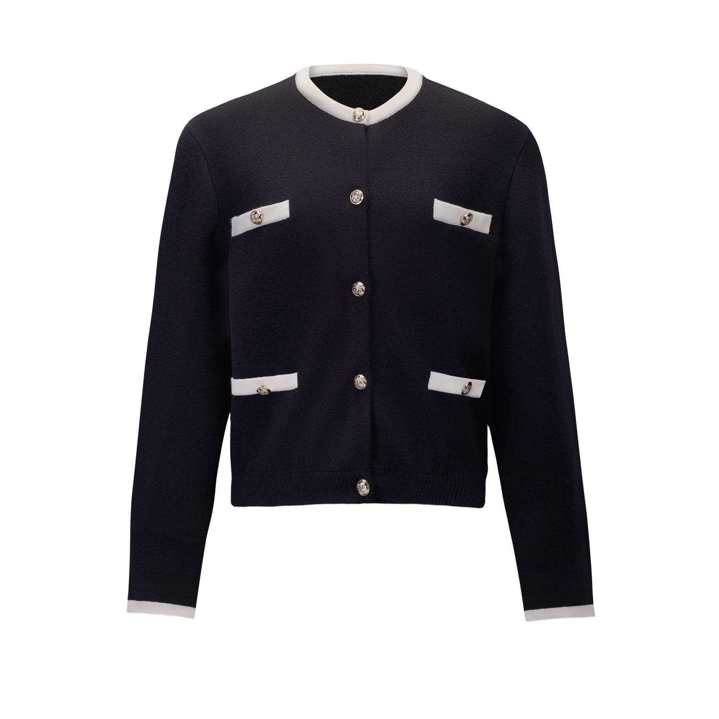 バイカラーウールカーディガン