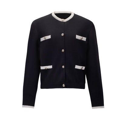 バイカラーウールカーディガン