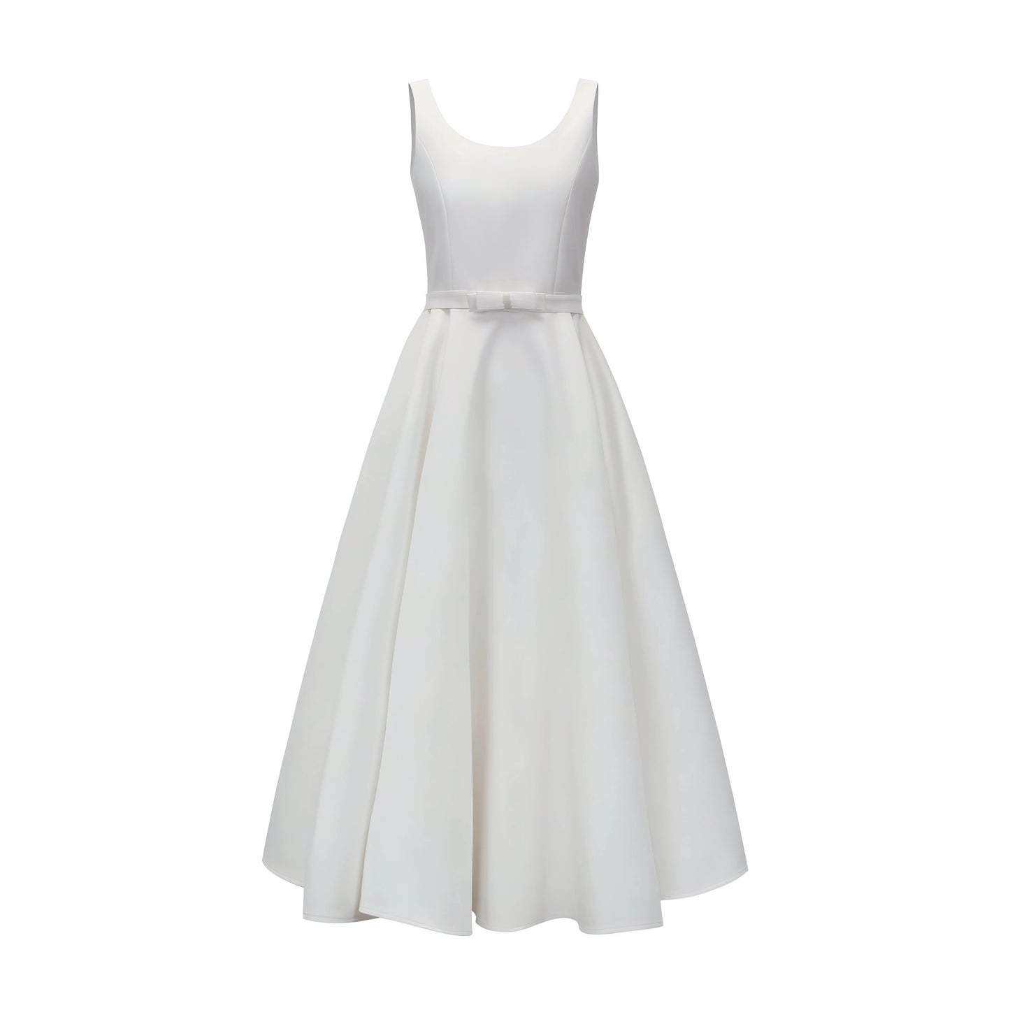 リボンUネッククラシックロングドレス