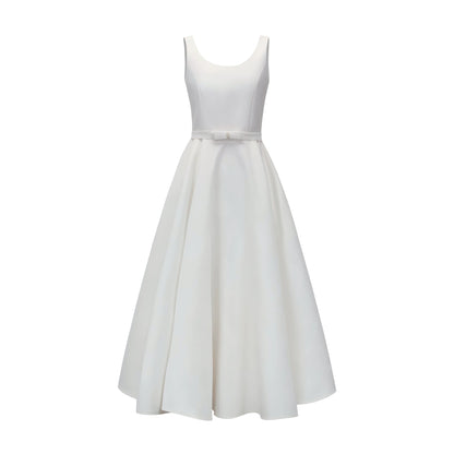 リボンUネッククラシックロングドレス