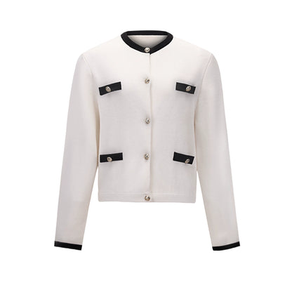 バイカラーウールカーディガン