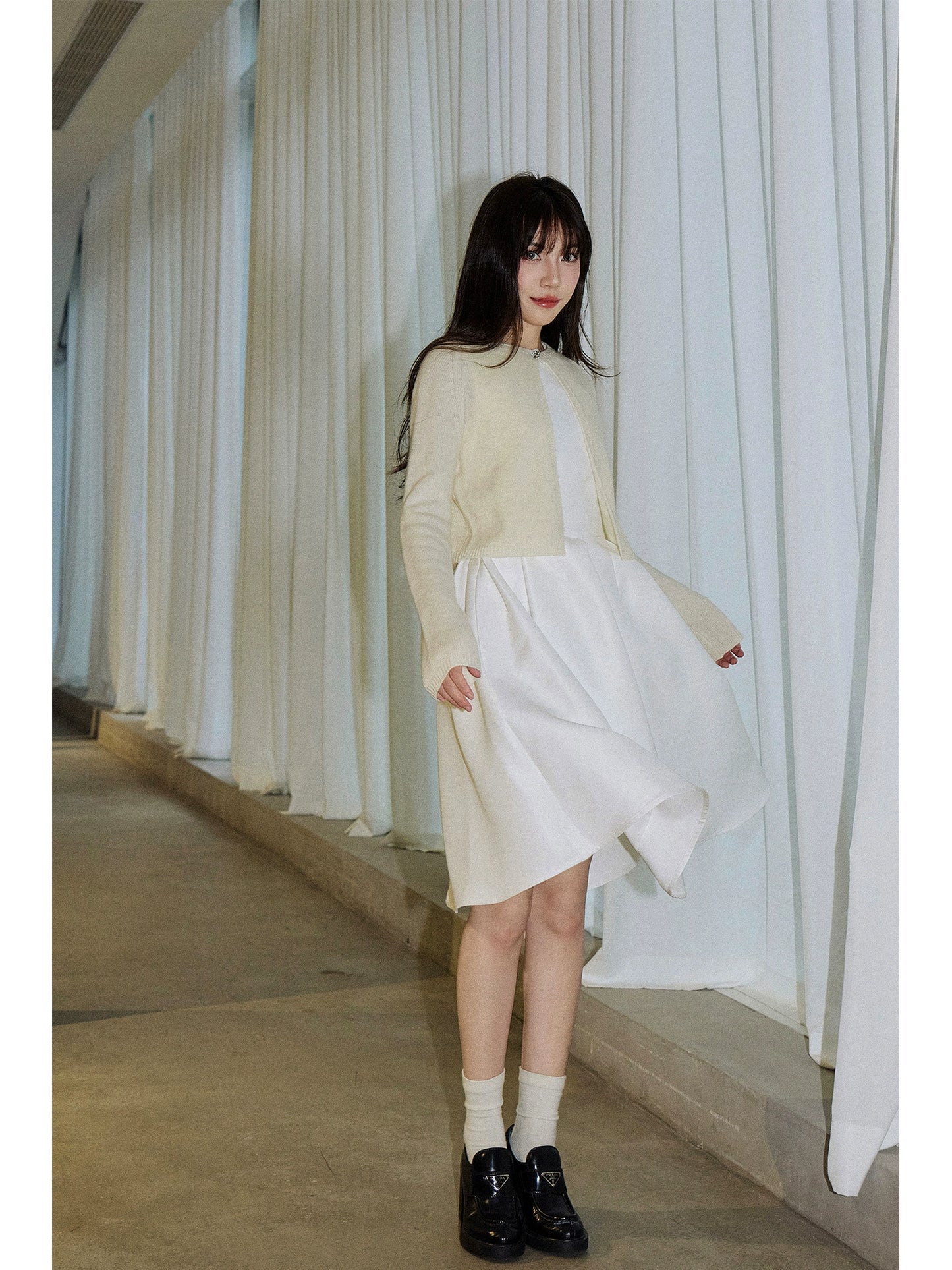 ノースリーブウエストヘップバーンスカートフレンチドレス