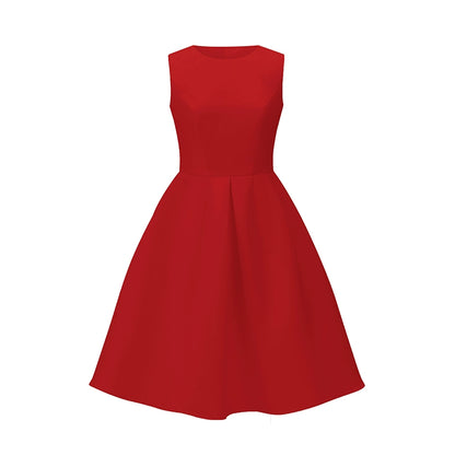 ノースリーブウエストヘップバーンスカートフレンチドレス