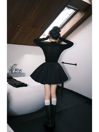 Aラインプリーツミニスカート