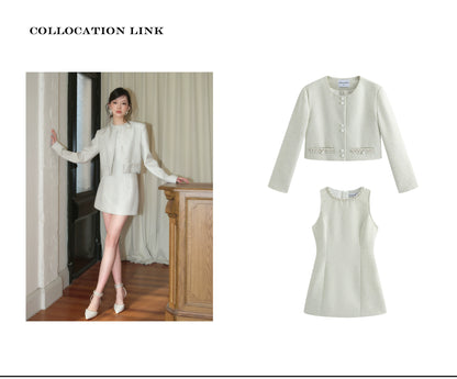 ショートジャケットスーツ・ミニ丈パールドレス